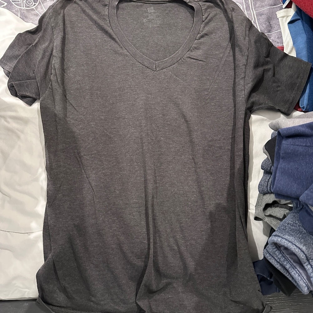 Hanes Charcoal V-Neck T-Shirt